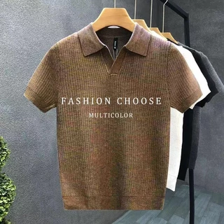 เสื้อโปโลชายสไตล์เรโทร สไตล์เกาหลี ทันสมัย ​​เนื้อผ้าคุณภาพดี สวมใส่สบาย เสื้อผู้ชายใส่ได้หลากหลาย มีสีเทา น้ำตาล ขาว และดำ [COD]