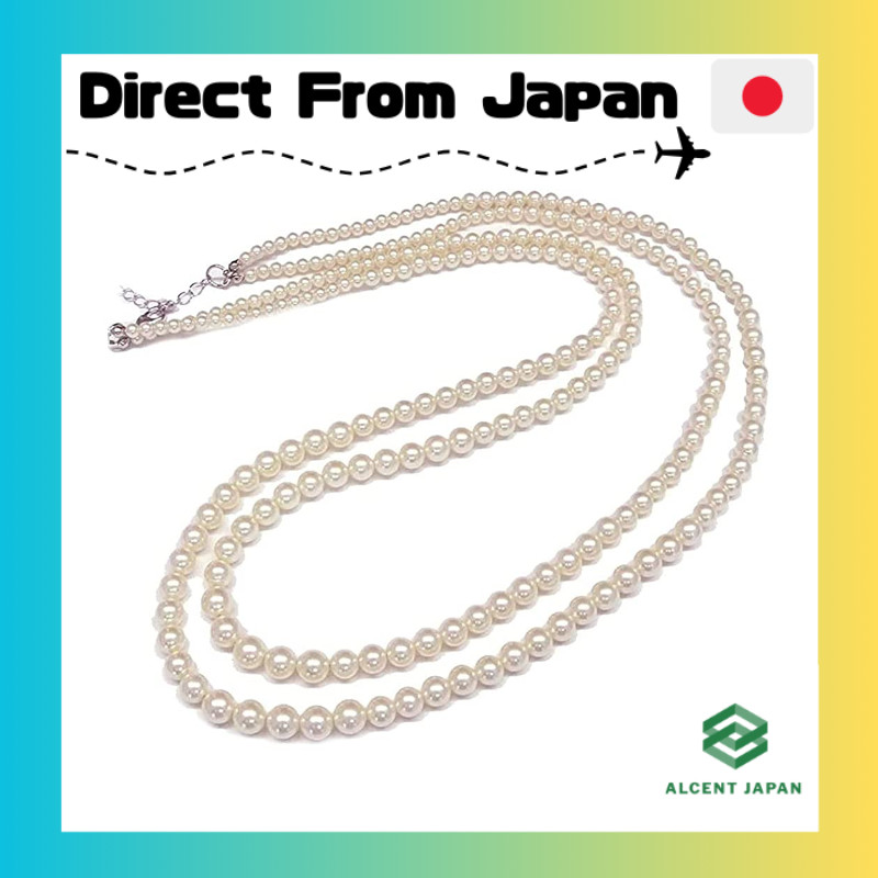 [Your and My Jewelry Box] Design Faux Pearl 4–8 mm Beads Double Strand 70 cm Necklace, Made in Japan