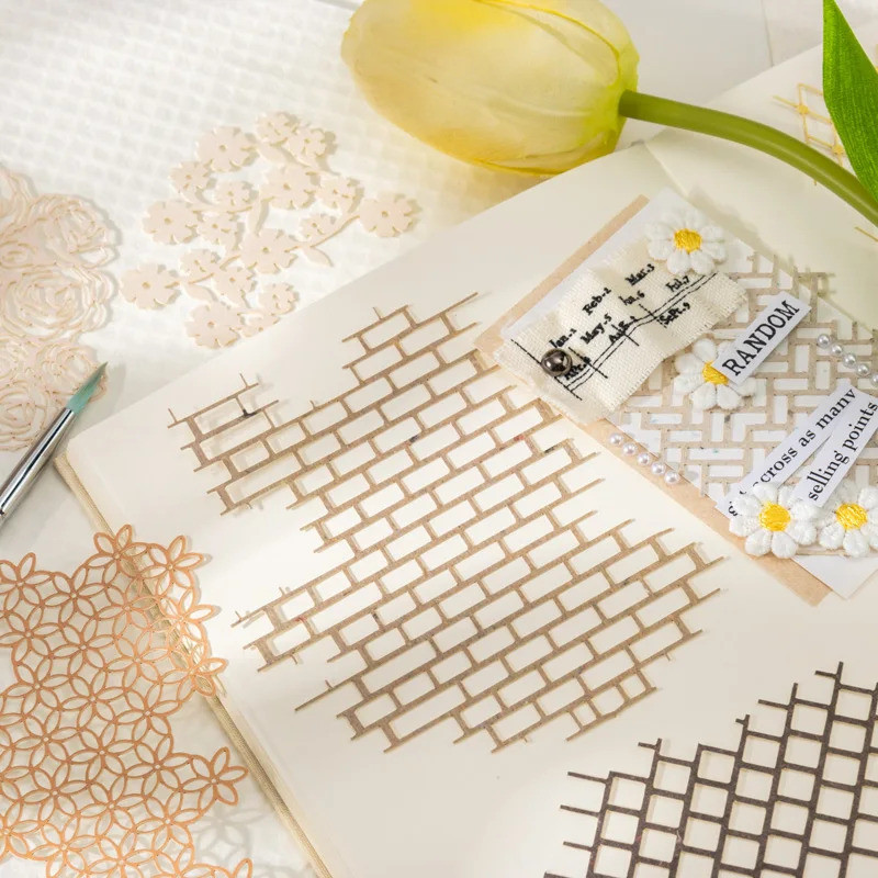 Journal GO 10pcs Hallow out กระดาษวัสดุสวนกระดาษสําหรับ Collage Junk Journal Scrapbooking diy ภูมิทั