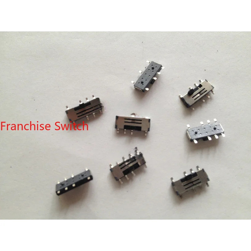 10 ชิ้นสลับสวิทช์ SMD คู่แถว 8 Pins 3 เกียร์สไลด์ Power MS-0311 คอลัมน์คงที่