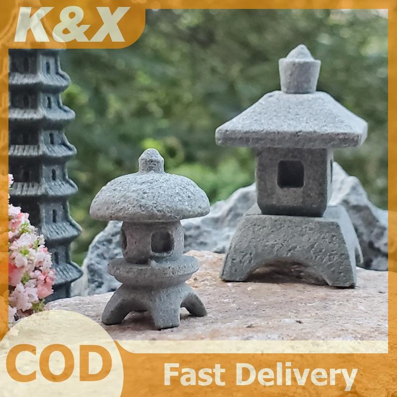 K&X Retro Gazebo โคมไฟจีน Mini Pagoda รุ่นตกแต่งหินรูปปั้นขนาดเล็ก Sandstone เครื่องใช้ในบ้านใหม่