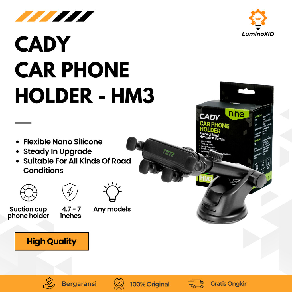 ที่วางโทรศัพท์ SUCTION CUP ล็อคอัตโนมัติ 360° UNIVERSAL DASHBOARD รถสีดํา HM3 - CADY
