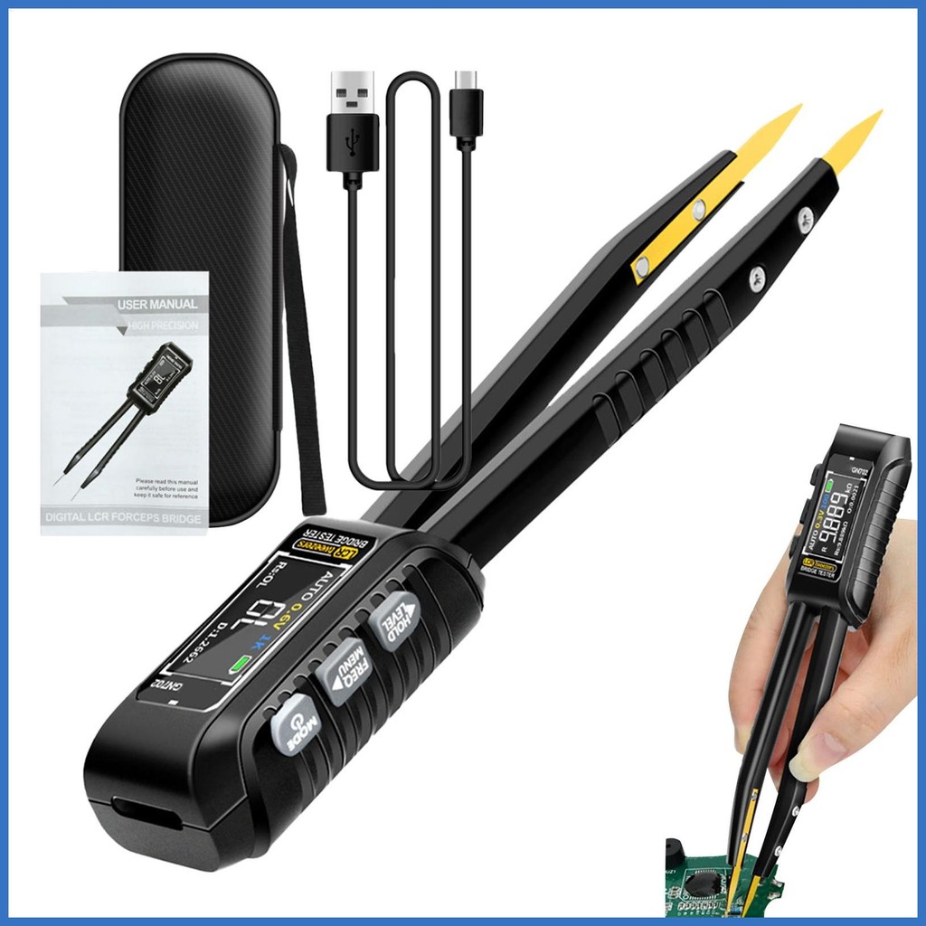 เครื่องวิเคราะห์ส่วนประกอบอิเล็กทรอนิกส์ Digital SMD Meter Tweezer Meter Tester เครื่องวิเคราะห์ส่วน