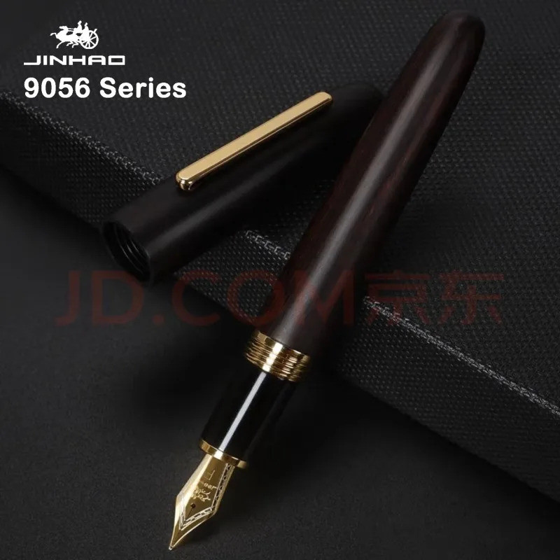 Jinhao 9056 Fountain ปากกาไม้ธรรมชาติ Handmade M/f Nib Gold คลิปหมึกปากกาโรงเรียนธุรกิจสํานักงานเขีย