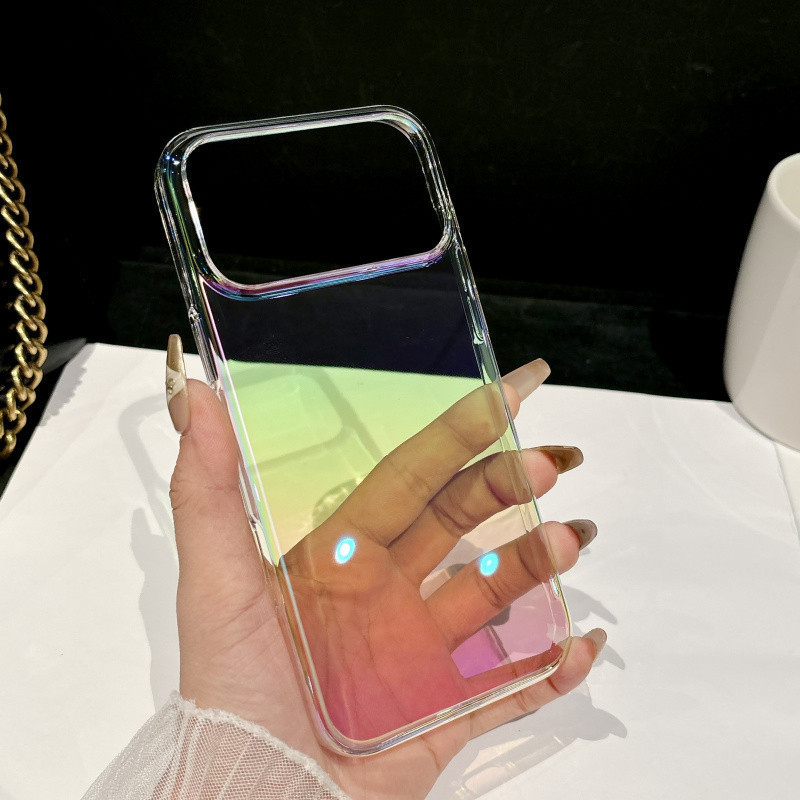 เคสแข็งใสไล่โทนสีสีสันสดใสสําหรับ ไอโฟน 11 12 13 14 15 16 17 มือโปร สูงสุด บวก ปลอก ฝาครอบป้องกันที่เรียบง่ายและโปร่งใสสําหรับเคส ไอโฟน11