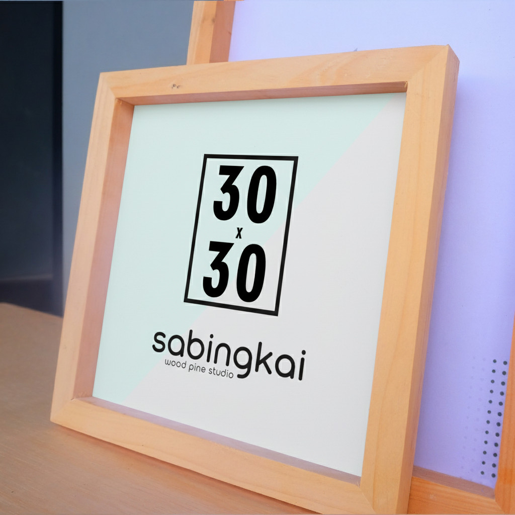 กรอบรูปไม้สนพรีเมี่ยม 30x30 CM + กระจก | Aesthetic Wall & Table Display Frames