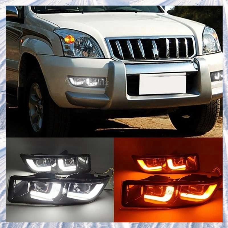 ไฟตัดหมอกไฟวิ่งกลางวันไฟเลี้ยวสําหรับ Prado 120 GRJ120 TRJ120 FJ120 LC120 LED DRL รถสําหรับ Prado