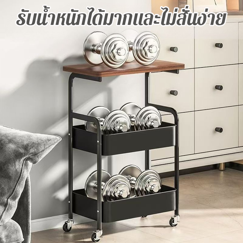 ชั้นวางของเคลื่อนที่ 2 ชั้น ขนาด 44×30×77 ซม. ล้อสากล 360° เหล็กกล้าคาร์บอน ทนทาน เหมาะสำหรับสถานการณ์ต่างๆ - รูปที่ 4