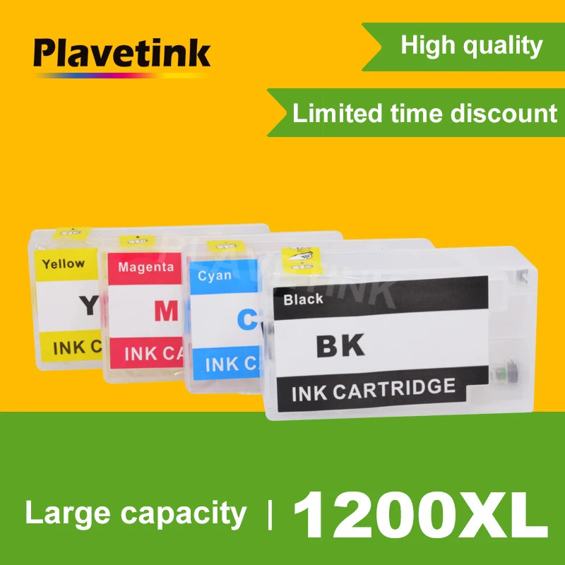 Plavetink 4 สี PGI1200 PGI-1200XL ตลับหมึกที่ว่างเปล่าพร้อม ARC Chip Refill สําหรับ Canon MAXIFY MB2