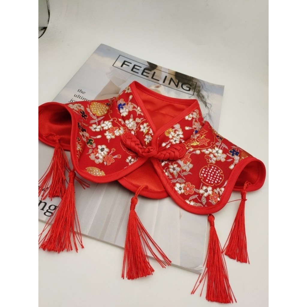 Lss สัตว์เลี้ยงปีใหม่ผ้าพันคอปากผ้าคลุมไหล่สีเหลือง XL เสื้อคลุมจีน 45 ซม Shop Lzboi 7 th ✨october30