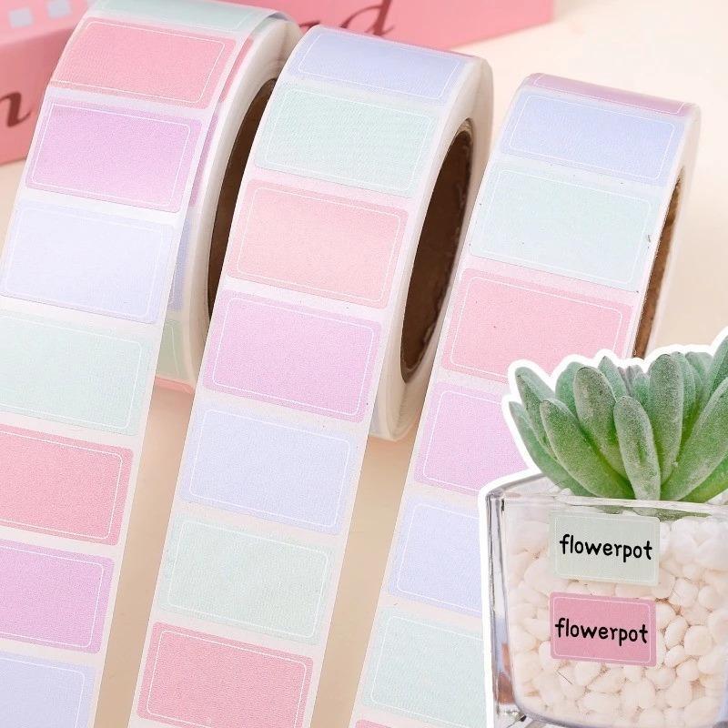 800 ภาพ/ม้วนสติกเกอร์ฉลากที่มีสีสัน4สีโรงเรียนสํานักงานอุปกรณ์เครื่องเขียนสี่เหลี่ยมผืนผ้าป้ายที่เขียนด้วยลายมือ