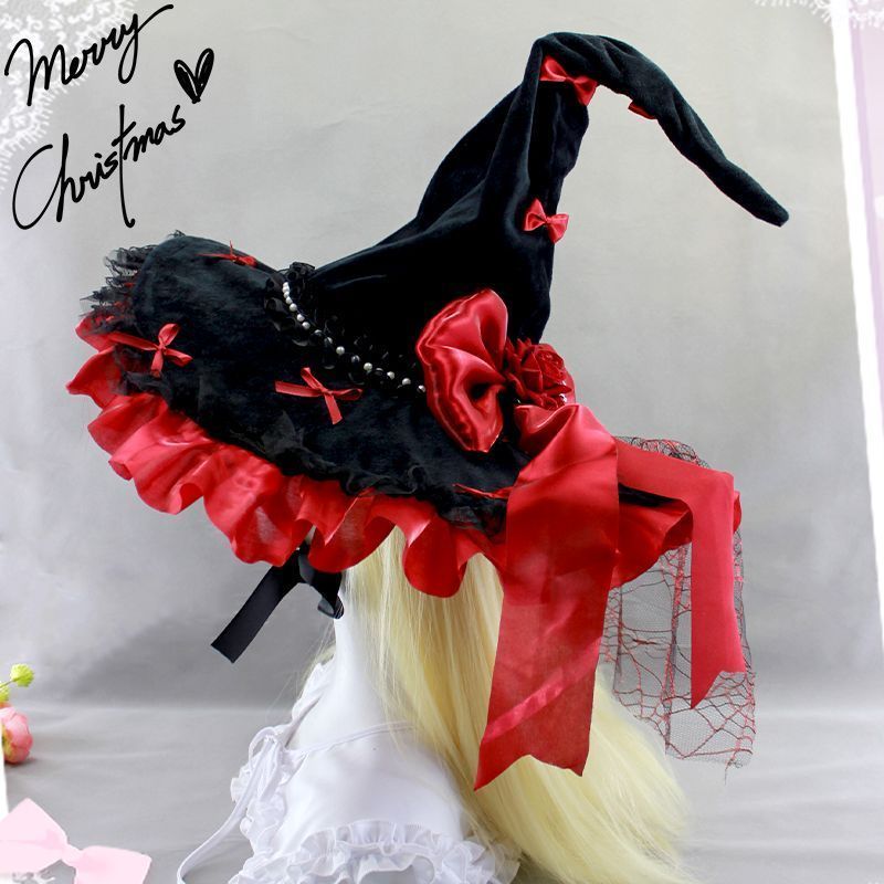 Lolita ฮาโลวีนโบว์ตุ๊กตาลูกไม้ Miko หมวก Miko หมวก Lolita Miko หมวก