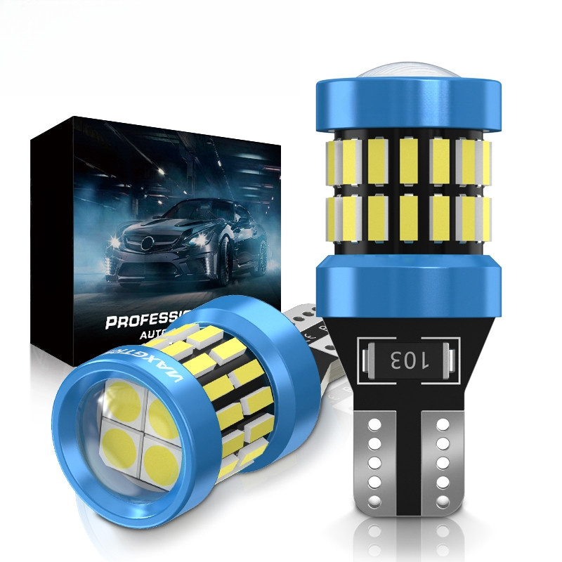 หลอดไฟไฟเลี้ยว LED Maxgtrs 2X T15 W16W 912 921 SMD 4014+3030 ความสว่างสูง 6000K สีขาว/แดง/เหลืองรถไฟ