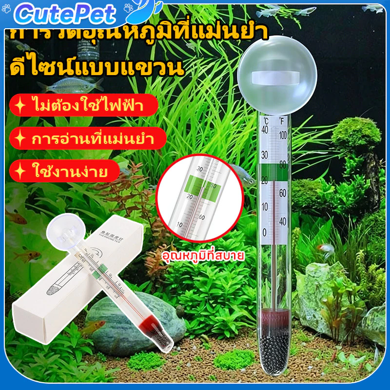 เทอร์โมมิเตอร์แก้วพร้อมถ้วยดูด อุณหภูมิถ้วยดูดตู้ปลา ปราศจากสารปรอท แบบดูดติดกระจก อ่านค่าชัดเจน ขนาดกะทัดรัด