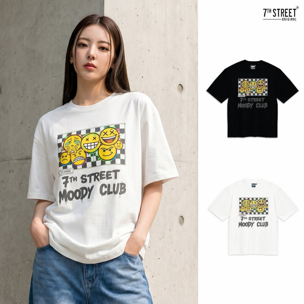 7ᵗʰ Street Oversize FREEFROM รุ่น OFF-CMD : CHECKED MOODY เสื้อโอเวอร์ไซส์ ผ้า Cotton เบอร์ 20 เส้นใยcotton100% ระบาย...