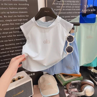 ชุดเสื้อกล้ามและกางเกงขาสั้นสําหรับเด็ก Ice Mesh, ชุดแอคทีฟที่แห้งเร็วสําหรับเด็กชายและเด็กหญิง, ชุดฤดูร้อนระบายอากาศได้