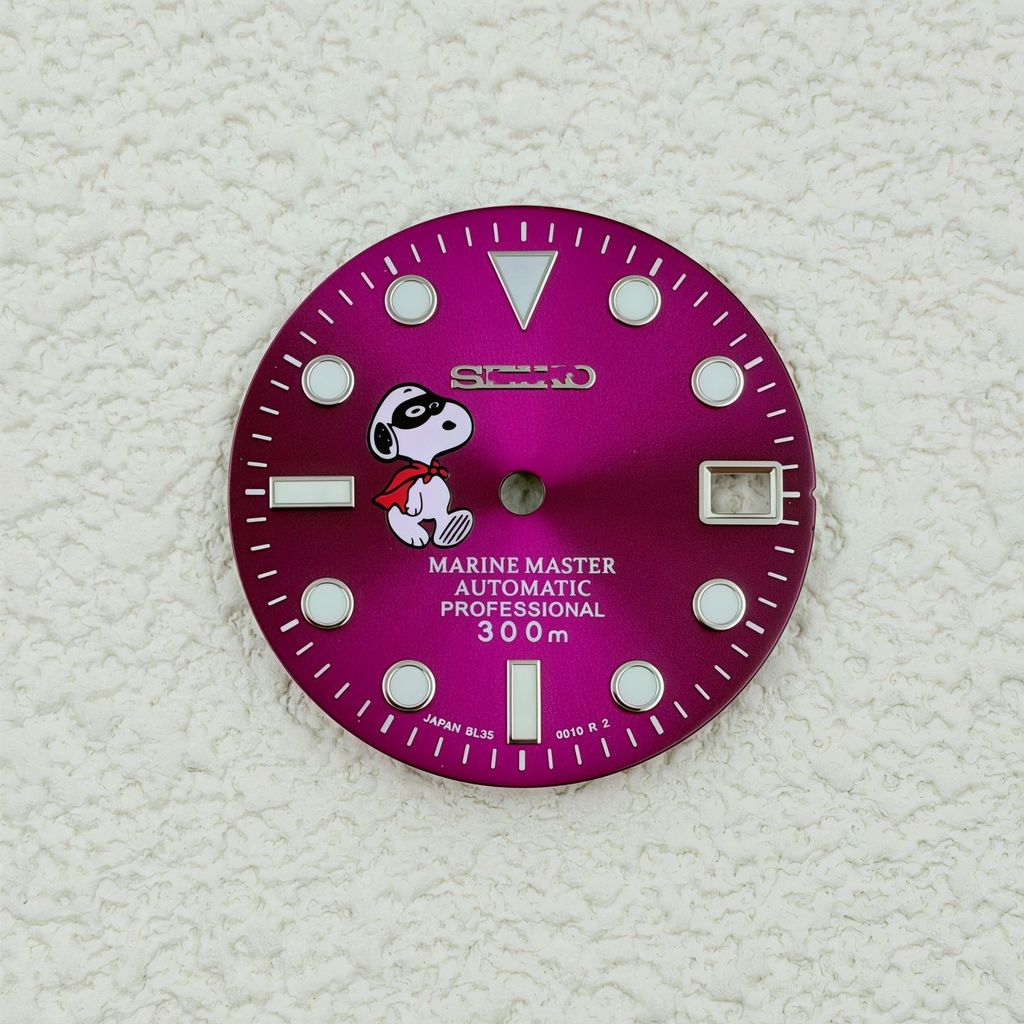 NH35MM Dial 28.5MM Water Ghost ดัดแปลง Snoopy Dial สีเขียว Luminous Adapt to NH35/NH36NH35 Dial 28.5