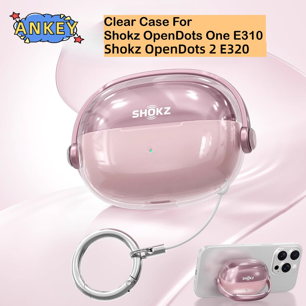 Compatible with Shokz OpenDots 2 E320 Case Earphone Protective Case for Shokz OpenDots One E310 Wireless Bluetooth Headset Clear Snap Soft CaseTPU Cover With Hook Accessories