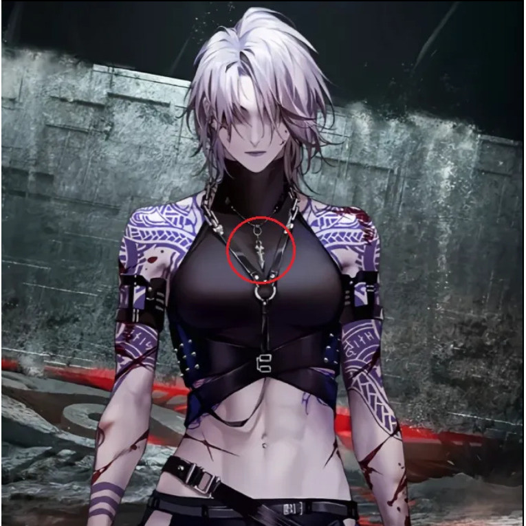 สินค้าอนิเมะและเกม~ "Path to Nowhere" สร้อยคอสไตล์ Zoya, เค้นคอ 2D รูปพัดลม, โซ่กระดูกไหปลาร้าตัวหนา