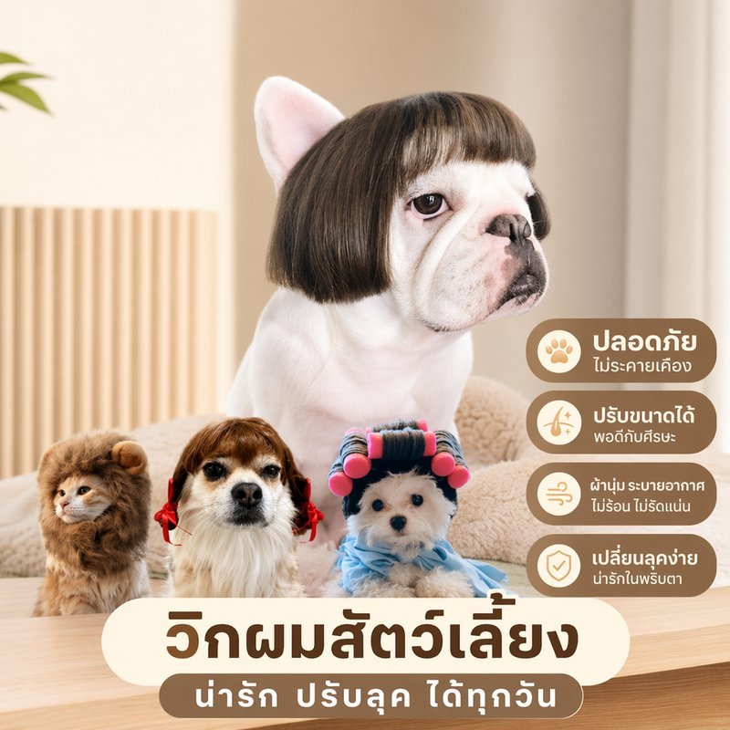 วิกผมสุนัข วิกผมแมว ผมปลอมสัตว์เลี้ยง วิกขนสังเคราะห์ คอสเพลย์ ถ่ายรูป ปาร์ตี้ น่ารัก