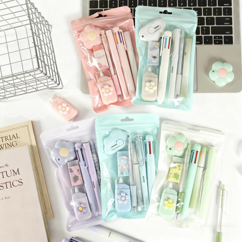 [WHOLESALE ATK] 7 IN 1 ASTHETIC STATIONERY SET WITH COMPLETE COTENTS FREE POUCH WITH THREE COLOR OPT