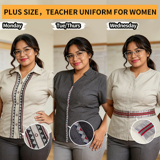 Amyenjoylife 2026 New Pocket Style Deped Pocket Uniforms Teacher Monday&Tuesday & Thursday Uniform For Female Classroom-Based Personnel V-Neck T-Shirt Polo Shirt
