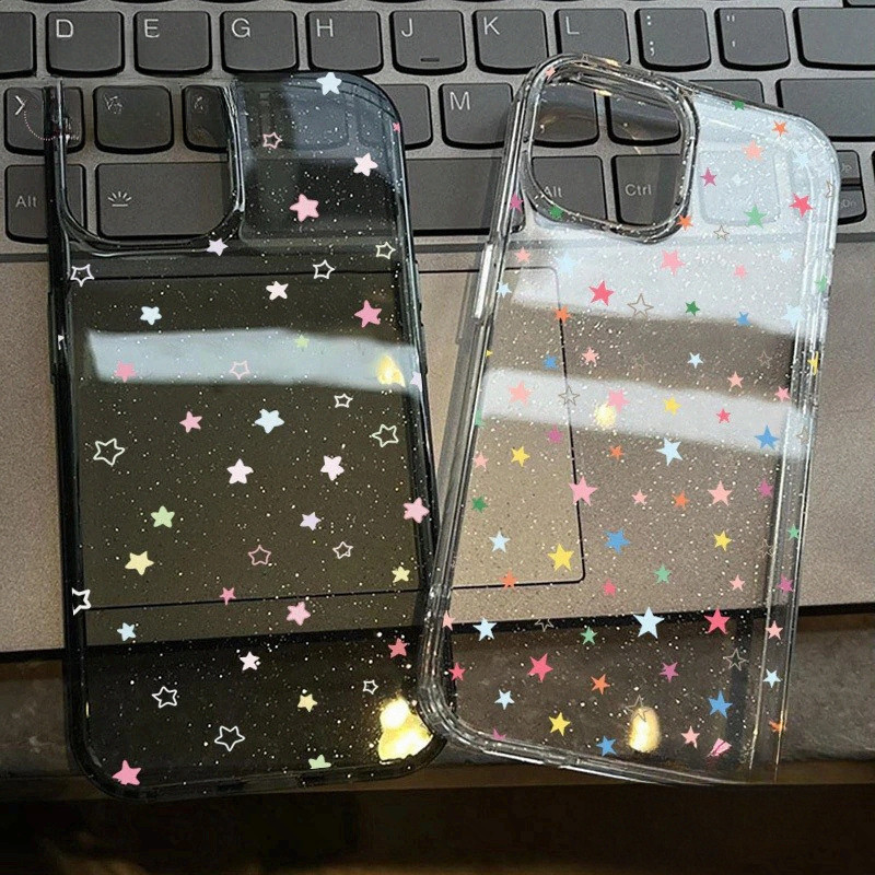 for เคส OPPO a38 a17k a3X a3s a57E a74 a5 a92 a55 a58 a16 a5s a76 a94 กลิตเตอร์ ลายดาวสีสัน สไตล์น่ารัก