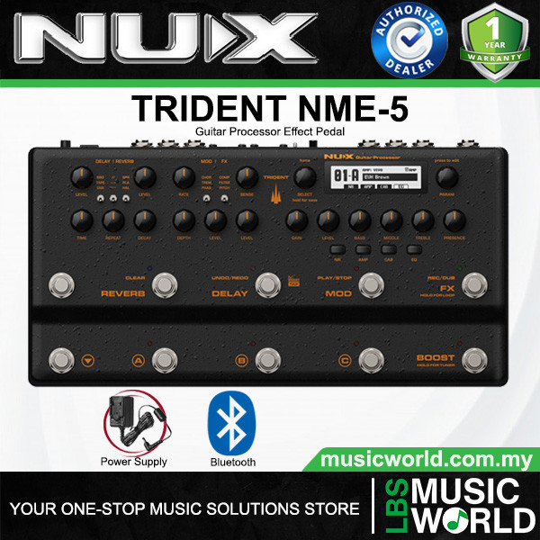 NUX Trident NME-5 Multi Effect โปรเซสเซอร์กีตาร์เหยียบพร้อม Amp Modeler พร้อม IR Loader (NME5 NME 5)