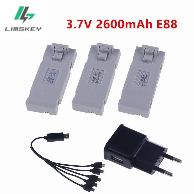 3.7V 2600mAh RC Drone แบตเตอรี่ Stable UAV แบตเตอรี่สําหรับ E88 E88PRO E88MAX E525 E99 E99PRO P1 P5P