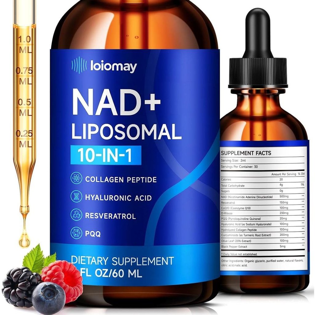 Liposomal NAD อาหารเสริมเหลว - 1500 มก. NAD+ หยดสําหรับผู้หญิงและผู้ชายที่มี Resveratrol & Nicotinam
