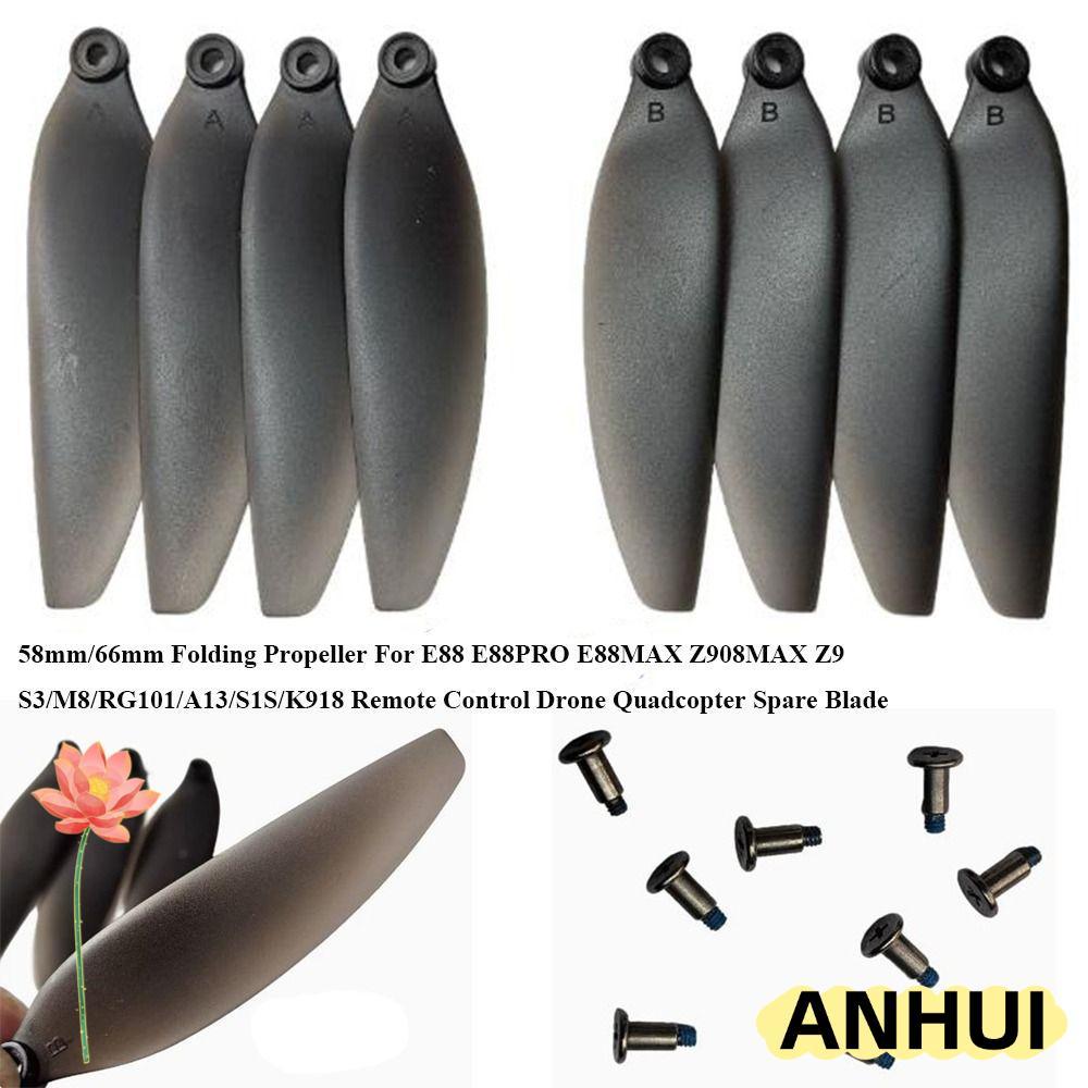 ANHUI ใบพัดพับ,พลาสติกสีดํารีโมทคอนโทรล Drone อะไหล่, 58 มม./66 มม.Universal Quadcopter ใบมีดอะไหล่ส