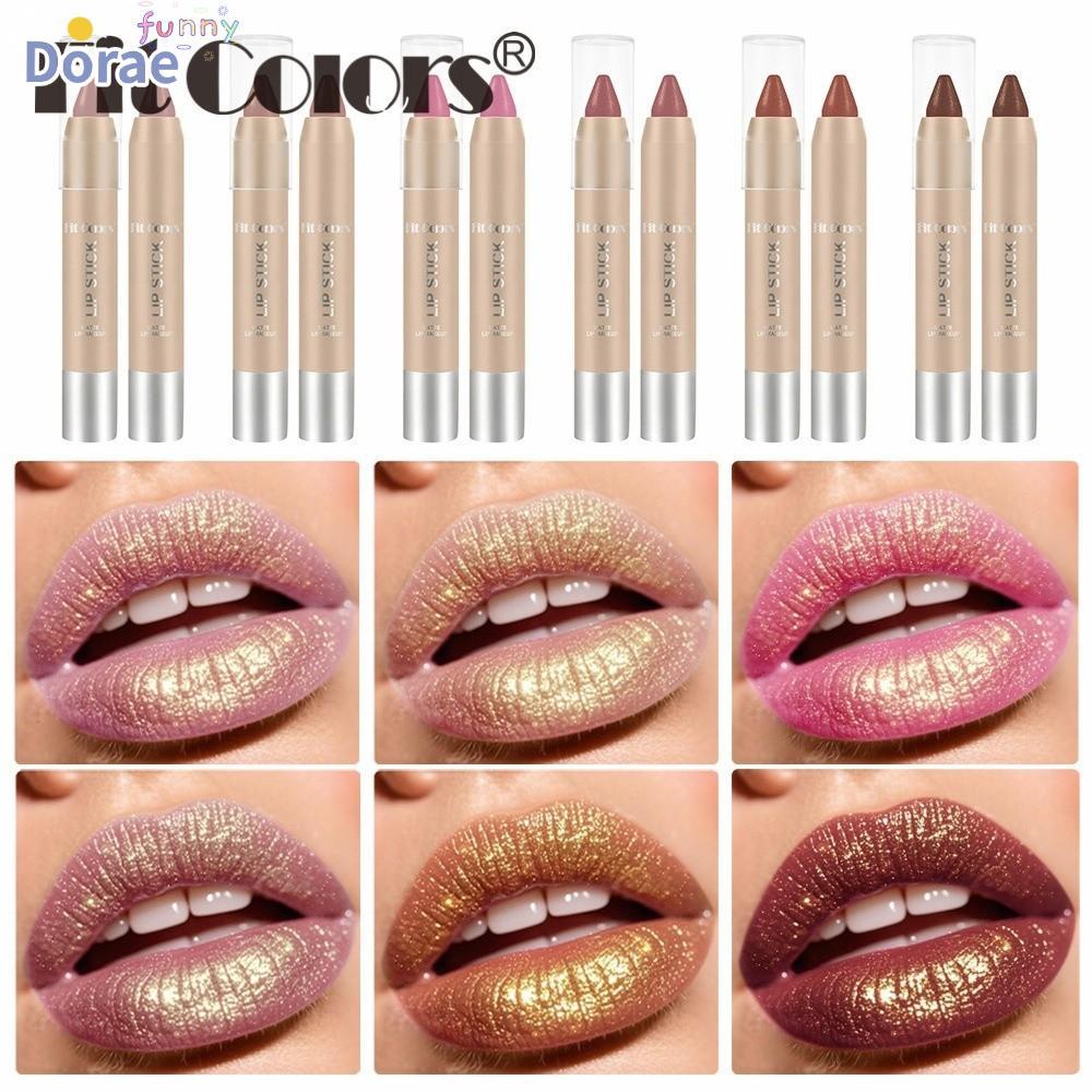 DORAESE ลิปสติก Lipliner, กันน้ํา Matte Lips Lipliner ดินสอ, ติดทนนานด้วย Gold Glitter Shiny Lipline