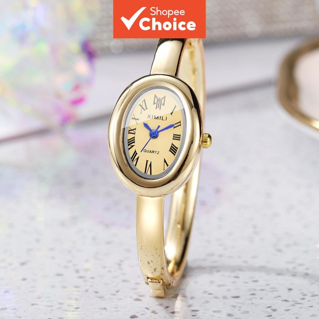 ผู้หญิงนาฬิกาทองแฟชั่น Roma Dial Quartz สายกําไล Elegant เหมาะสําหรับเป็นของขวัญ