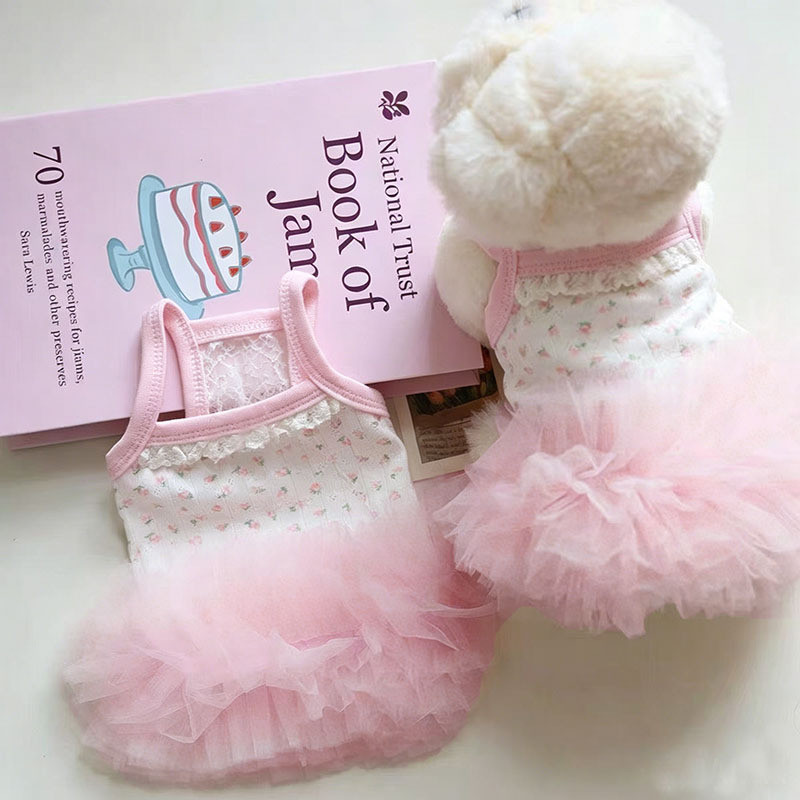 เสื้อผ้าสุนัขสัตว์เลี้ยง สลิง Teddy Bichon Pomeranian cat ชุดเดรสลูกไม้มอลตา สุนัขตัวเล็ก