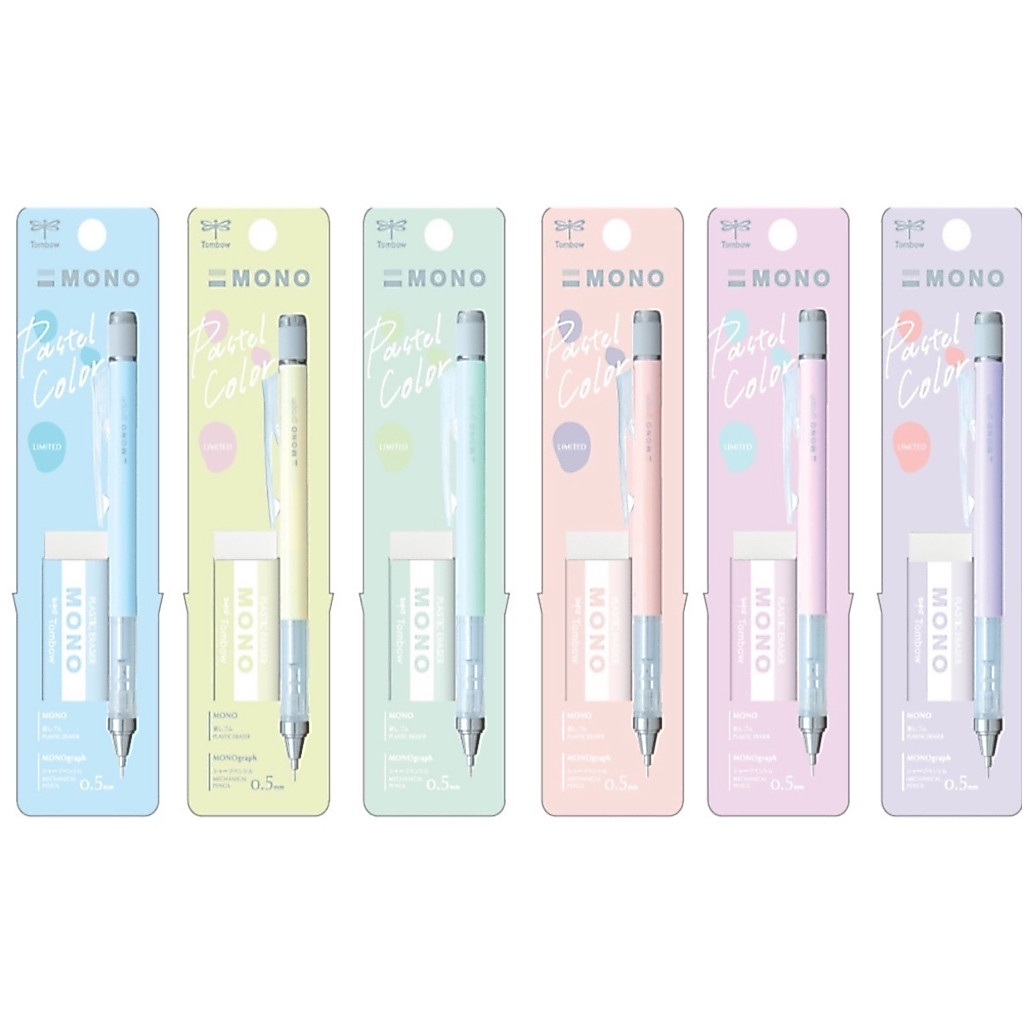 Tombow Mono Graph Pastel / Pastel Glass Pencils 0.5 I ดินสอกดคลิ๊ก+เขย่าได้ 0.5 สีพาสเทล