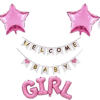 ชุดป้าย welcome baby ต้อนรับเด็กแรกเกิด ลูกโป่งต้อนรับเด็กแรกเกิด ลูกโป่งวันเกิด ชุดเด็ก ของขวัญเด็กแรกเกิด