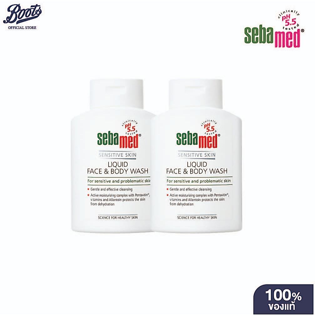 Sebamed ซีบาเมด ลิควิด เฟซ แอนด์ บอดี้ วอช ทำความสะอาดผิว สำหรับผิวบอบบาง แพ้ง่าย 200 มล. 2 ชิ้น