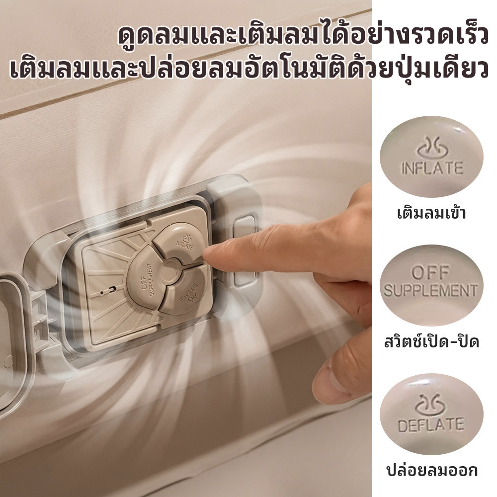 เตียงเป่าลม ที่นอนเป่าลมอัตโนมัติ 25/40ซม ที่นอนเป่าลม พร้อมปั๊มลมในตัว พร้อมแบตเตอรี่ในตัวPVCหนา รูปที่ 2