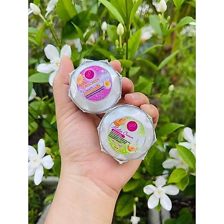 ครีมแพรววาไวท์(เซตเช้าบำรุง+กันแดด) ครีมกันแดดใยไหม+ครีมเมล่อน ขนาด12 กรัม