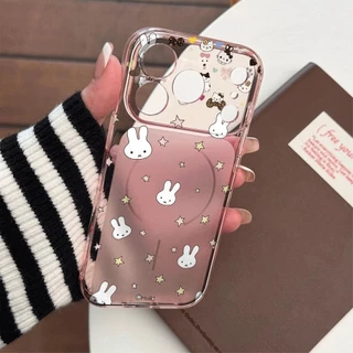 For iPhone เคสไอโฟน ดาวและกระต่าย 11 12 13 14 15 16 17 PLUS B4PRO MAX X XS เปลือกที่เรียบง่าย MAX XR 7/8PLUS
