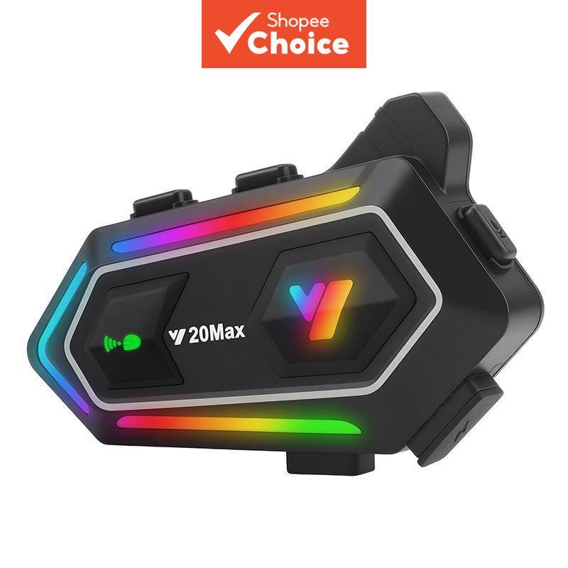 หูฟังติดหมวกกันน็อครุ่น Y20 MAX กันน้ําพร้อมอินเตอร์คอมบลูทูธและไฟ RGB สําหรับปั่นจักรยานและมอเตอร์ไ