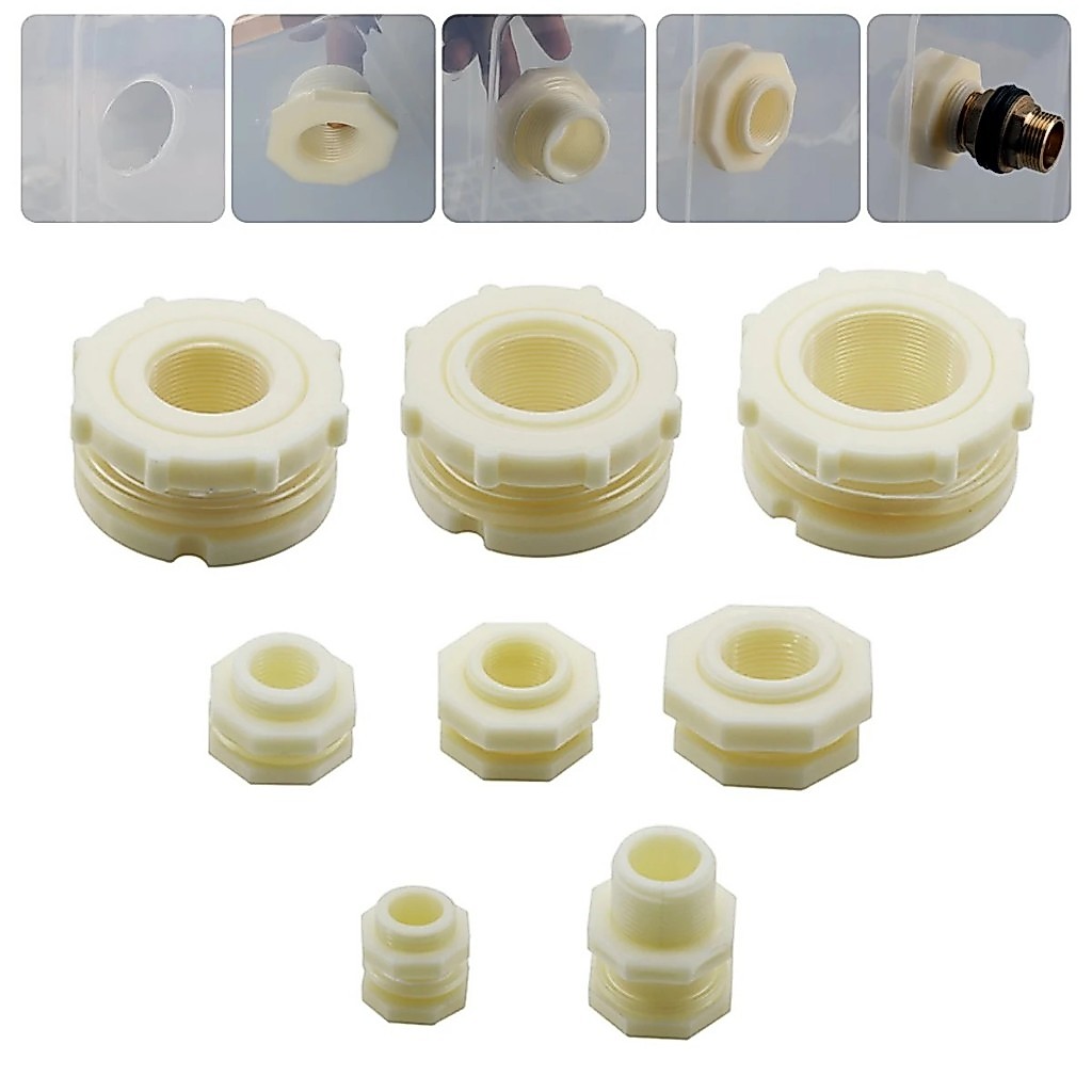 ขั้วต่อพลาสติก หน้าท้อง 1/2" 3/4" 1" 1.2" 1.5" 2" เกลียวตู้ปลาพิพิธภัณฑ์สัตว์น้ําท่อระบายน้ําเต้าเสียบเชื่อมต่อ