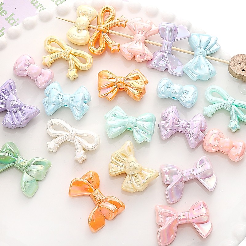 2-10pcs อะคริลิค AB สีโบว์ลูกปัดสําหรับ DIY สร้อยข้อมือสร้อยคอเครื่องประดับทําอุปกรณ์เสริม