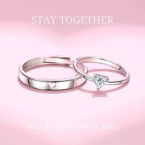 MEET แหวนเงินแท้ แหวนคู่ Staytogether แหวนปรับขนาด แหวนเงินแท้925 แหวนมงคล แหวนแฟชั่น เซตแหวนคู่