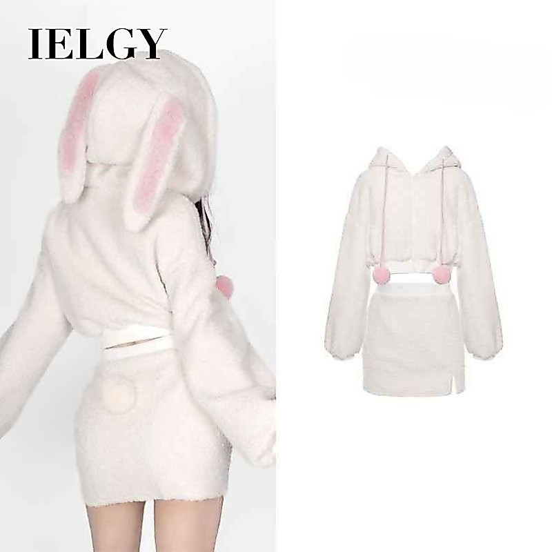IELGY หรูหรา เสื้อโค้ท เสื้อสเวตเตอร์สั้น + กระโปรงสะโพกชุดสูทสองชิ้นสําหรับผู้หญิง (สั่งซื้อแยกต่างหาก)