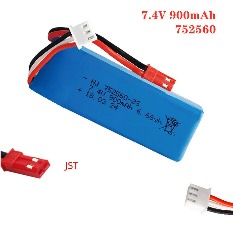 2S 7.4V 900mah 752660 30C JST ปลั๊กแบตเตอรี่ Lipo สําหรับ Hubsan FPV2 H901A H507 รีโมทคอนโทรลเฮลิคอป