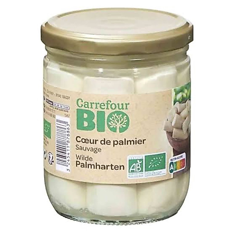 T  Bio carrefour coeur 405g.net 🇫🇷นำเข้าจากฝรั่งเศส แกนปาล์มดองในน้ำเกลือ นน.สุทธิ405ก. นน.เนื้อ 250