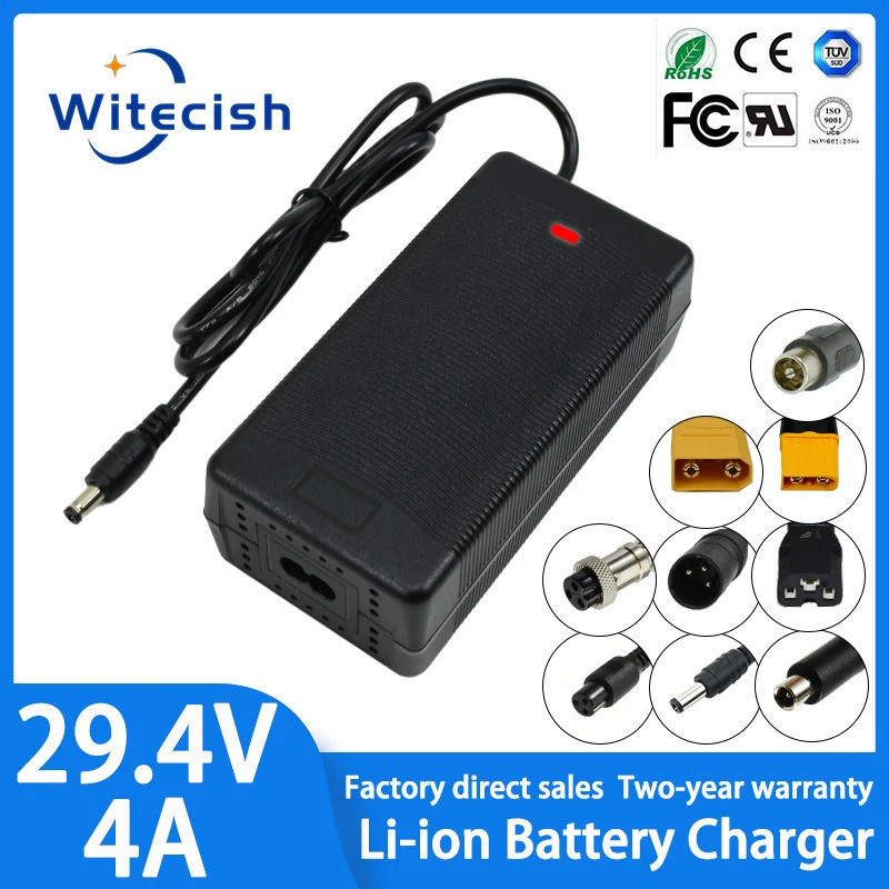 29.-V Charger 4A แบตเตอรี่ลิเธียมรถเข็น Fast Charger สําหรับ 24V 7Series Li-ion แบตเตอรี่ pack แบตเต