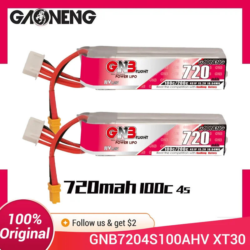 GNB 4S 720mAh 100C/200C HV 15.2V แบตเตอรี่ Lipo สําหรับ Beta95 2-3 นิ้ว FPV Freestyle/Racing Drones 