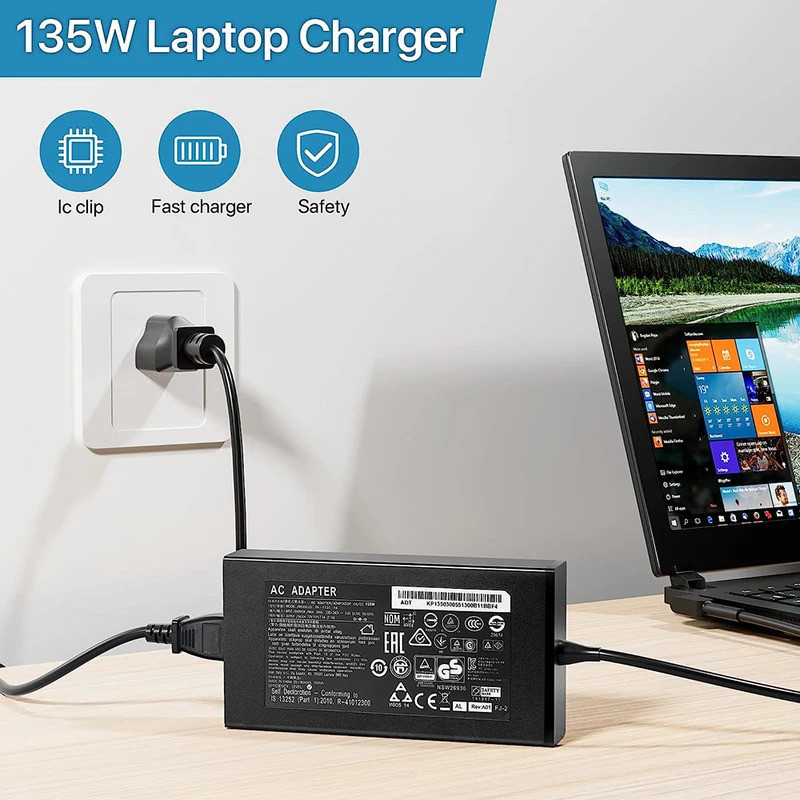 135W AC Charger Fit สําหรับ Acer Nitro 5 Gaming Series แล็ปท็อปอะแดปเตอร์สายไฟ